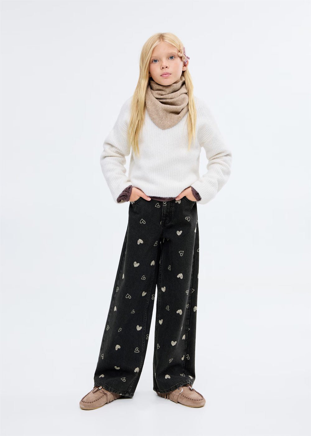Jeans with embroidered heart - Image 2