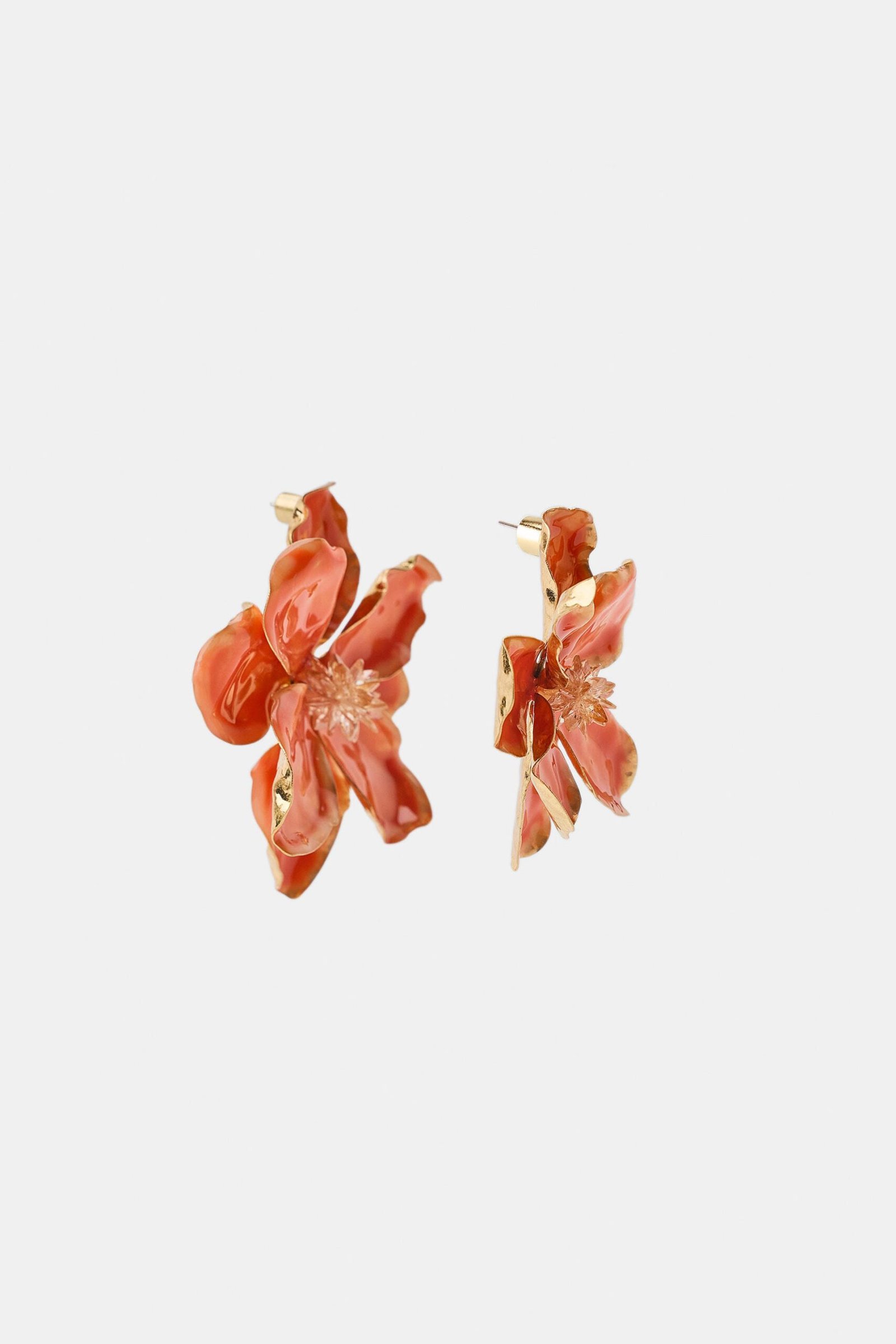 Enameled Metal Flower Earrings - Image 3